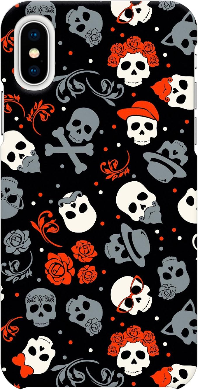 Amazon Co Jp Iphonexs Iphonex ハード ケース カバー スカル ドクロ 柄 C Nok ガイコツ 骸骨 髑髏 イラスト かわいい 男女兼用 メンズ レディース 家電 カメラ