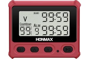 HONMAX Digital Interval Timer, Stopwatch with Backlight, USB-C Rechargeable Clock, Red