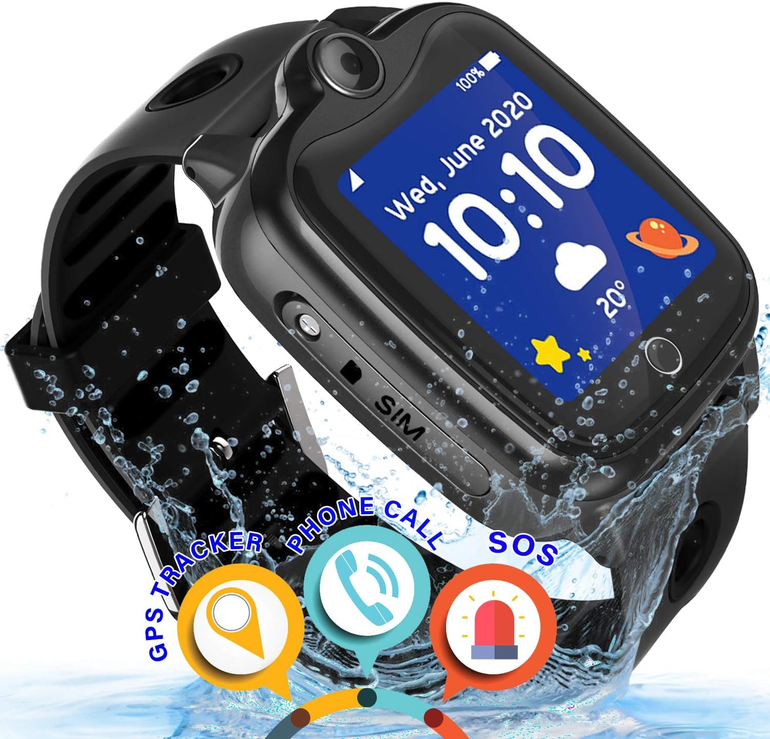 Waterproof Kids Smart Watch - Kids GPS Tracker Watch for Boys Girls Smartwatch Phone with Two-Way Call GPS/LBS Double Positioning Fitness Tracker Watch for Kids Gizmo Learning Toy Birthday Gifts
