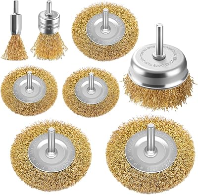 Aongray Wire Wheel Cup Brush Set 8 Pc 1/4 Inch Shank Drills Copper Wire