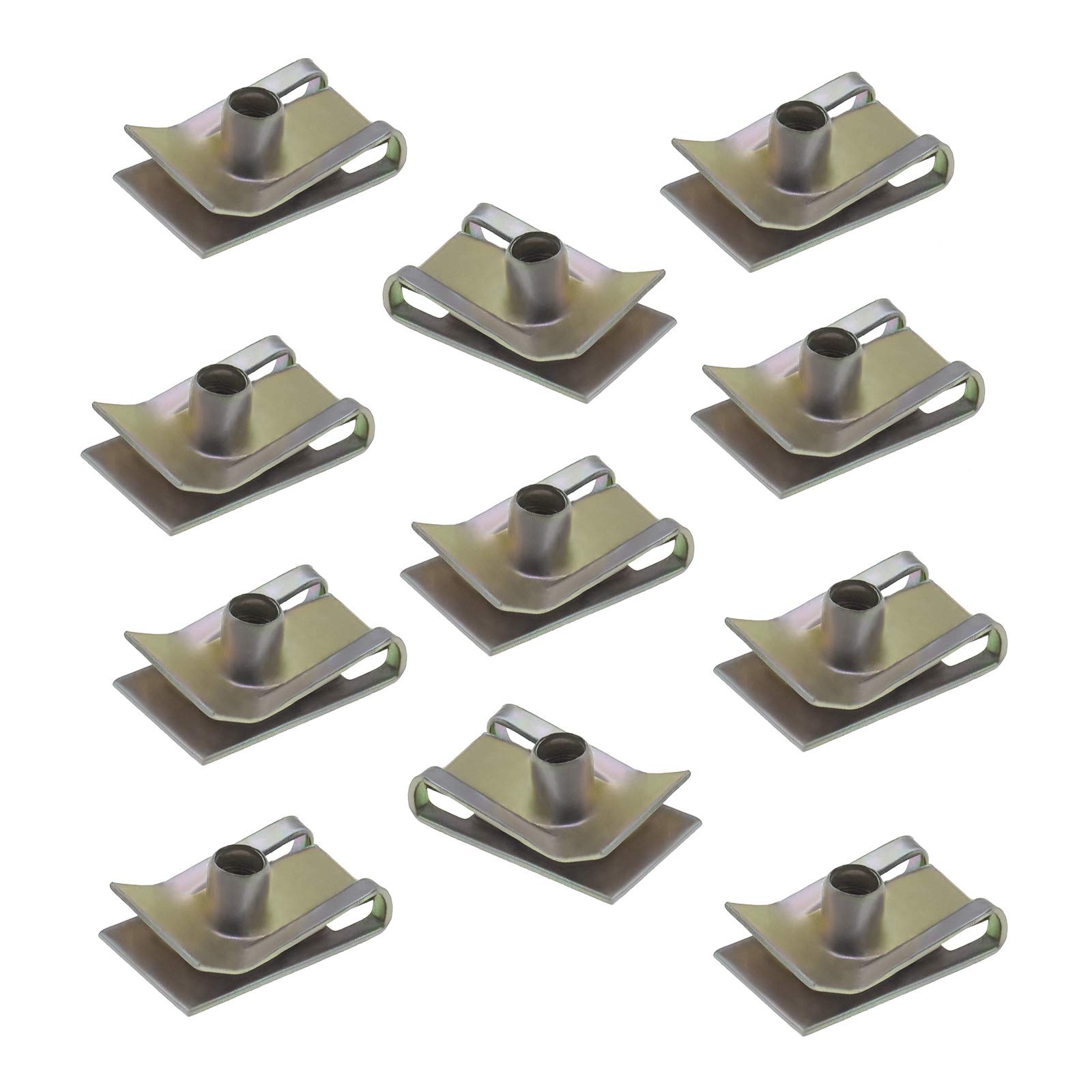 OTOTEC 20Pcs M6 Chimney U Nut Spire Clips Speed Fasteners Metal Bumper U Clips Zincification Fixings Panel For Motor Vehicles Domestic Appliances