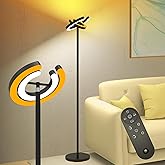 EPABINA Floor Lamp for Living Room, 75.5 Inch Tall Standing Lamp for Bedroom with 2 312° Rotatable Ring Lights, 36W Bright Stepless Dimmable LED Floor Light with Remote Control for Office Dining Room