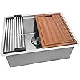 Ruvati 24-inch Undermount Rounded Corner Workstation Kitchen Sink Single Bowl – 16 Gauge Stainless Steel Kitchen Sinks with Brushed Finish hides scratches, Easy-to-Clean - RVH8324