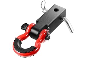 VEVOR Shackle Hitch Receiver, Fits 2" Receivers, 52900 lbs Breaking Strength, D Ring Shackle with Trailer Hitch Lock Pin, Hea