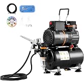 VEVOR Airbrush Kit, Air Brush Set Kit with 3.5L Air Storage Tank, Dual Fan Air Tank Compressor System with 0.3 mm Tip Airbrush, Holder, Color Mixing Wheel, Cleaning Brush Set, Art Nail Cookie Tattoo