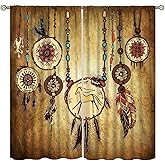 DDCBNS Vintage Tribe Curtains,Retro Dreamcatcher Native American Indian Ethnic Feathers Curtains for Bedroom Living Room Kitchen Bar Rod Pocket Drapes 2 Panels Set Total Size 42 x 45 Inch