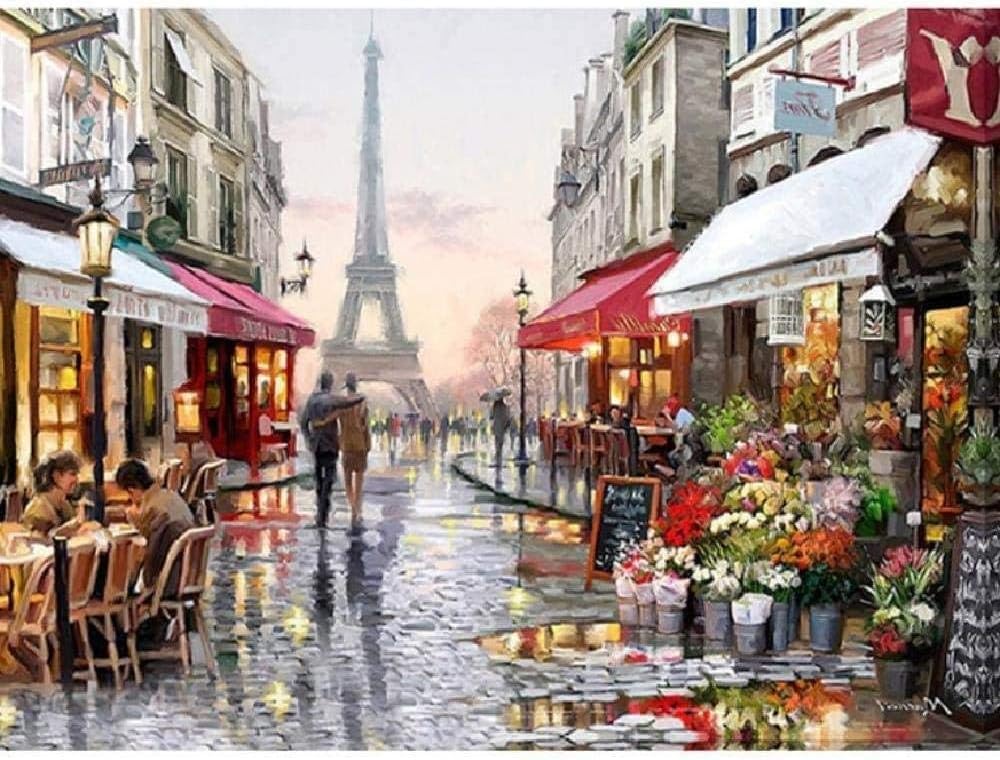 Puzzle 1000 Pieces for AdultsAdult 1000 Piece Jigsaw Puzzle Paris Street DIY Kit Wooden Puzzle Modern Home Decor Boys Girls Unique Gift Stress Reliever