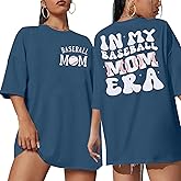 Baseball Mom Shirt Baseball Oversized Tshirt Women Game Day Season Vacation Short Sleeves Tops