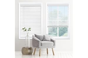 DEZ FURNISHINGS Cordless 2" Signature Faux Wood Blind, 22.5" W x 60" H, Embossed White