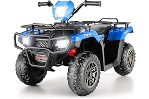 Hikole Kids Ride on ATV, 12V 4 Wheeler for Kids 3-6 w/LED Lights, High & Low Speed, Horn, Music, USB, Forward & Backward, Ride on Four Wheeler Quad for Boys & Girls, Blue