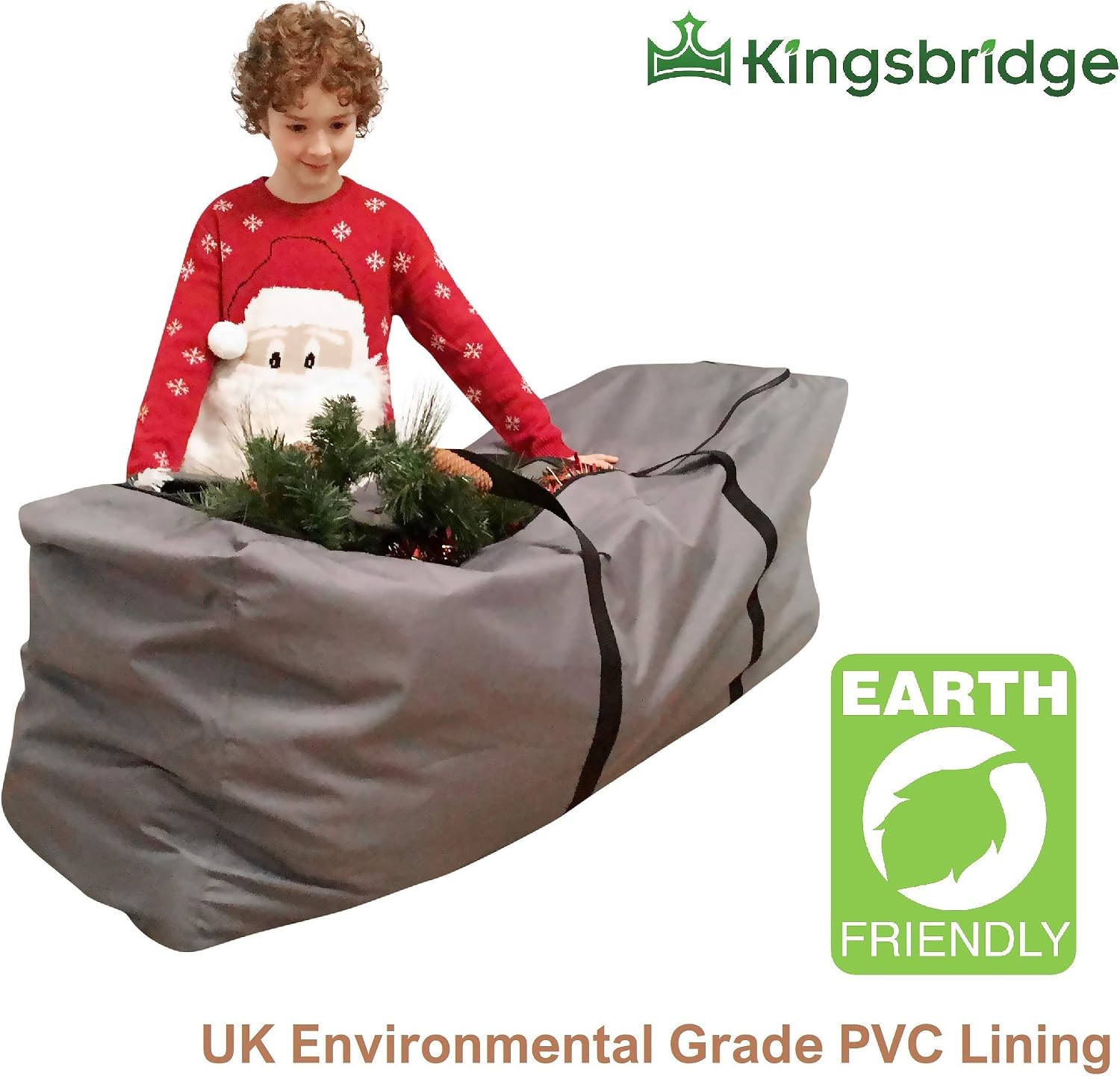 Kingsbridge Christmas Tree Storage Bag XL-Double Stitched Seams on Waterproof 600D Fabric-For 7ft/9ft Trees-3 Way Zip for Easy Loading-LxWxH 140cmx45cmx55cm Xmas Tree Storage Bag - Image 5