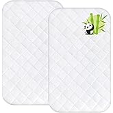 Waterproof Bassinet Mattress Protector Cover, Fits for Baby Delight, whiffee, AirClub, HARPPA and Larex 3 in 1 Bassinet Bedside Sleeper, 2 Pack, Skin Friendly and Breathable Bassinet Mattress Pad