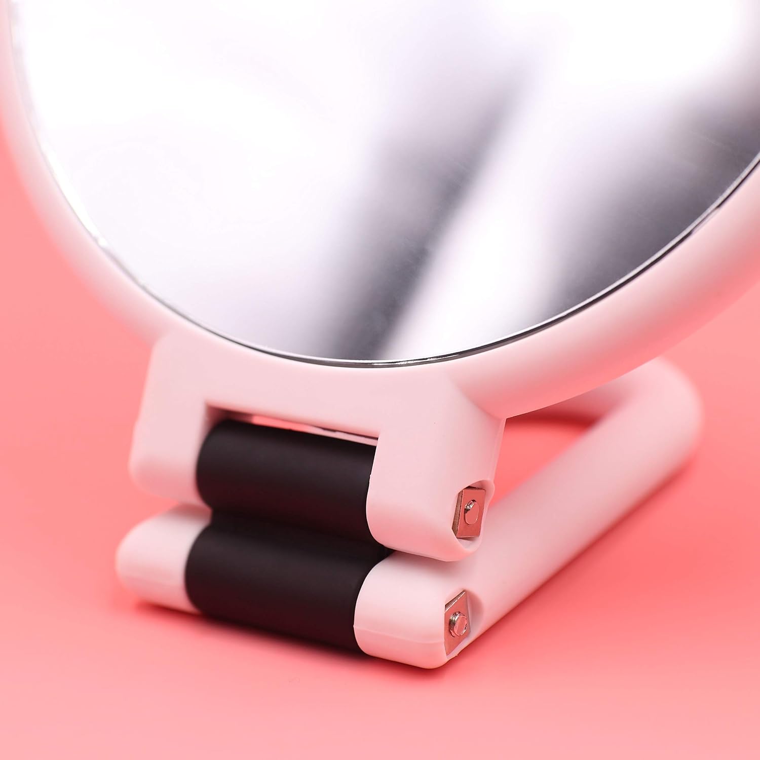 10x 1x Double Sided Magnifying Hand Mirror, Handheld Mirror Hand Held Mirror with Folding Handle, Travel Makeup Mirror with 10x Magnification, Vanity Round Makeup Mirror with Stand (White) : Beauty