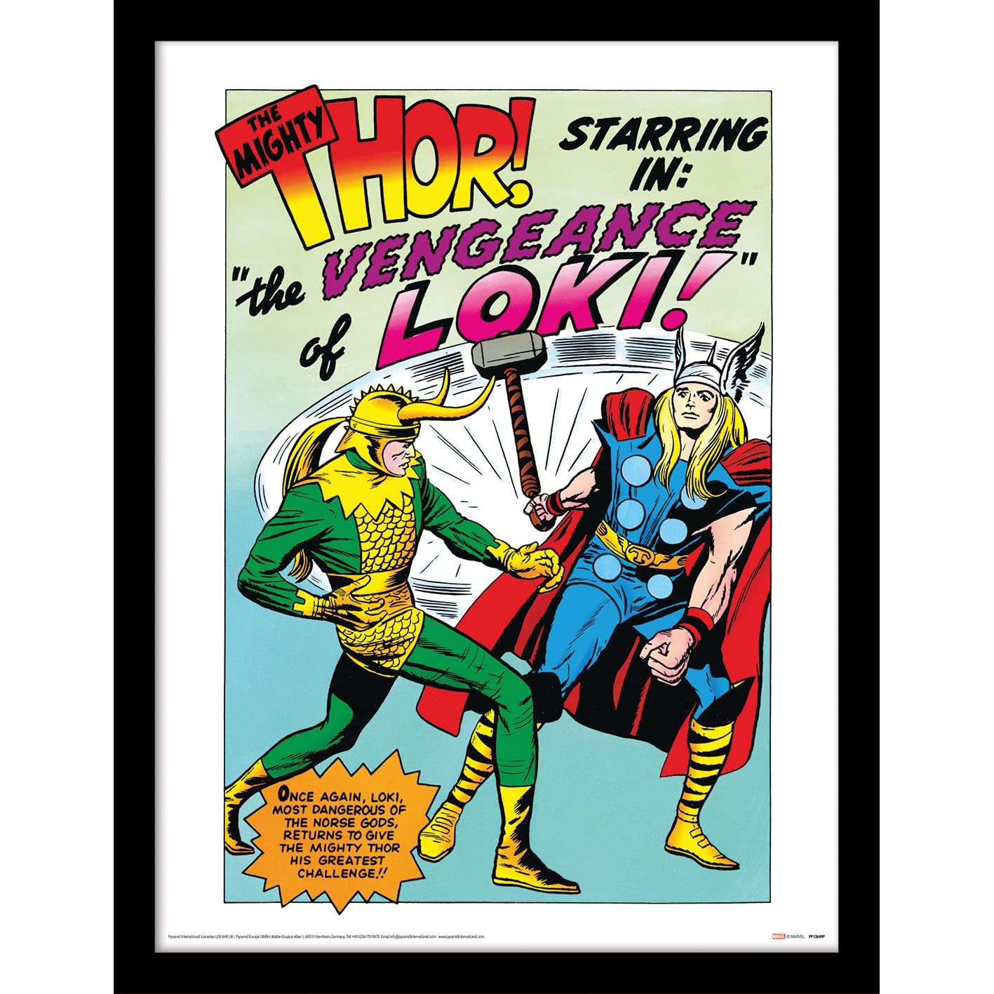 Pyramid International Marvel Comics Thor Framed Print, Collector's Edition (Vengeance of Loki Design) 30cm x 40cm - Official Merchandise
