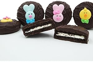 Philadelphia Candies Dark Chocolate Covered OREO® Cookies, Easter Faces Assortment 8 Ounce