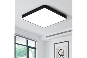 Ganeed 19.6 inch LED Ceiling Light, 39W Black Square LED Ceiling Lamps, Day Light Flush Mount Energy Saving Light Fixture for