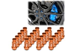 Orange 20 PCS M12x1.5 Lug Nuts Short 50mm Tuner Open End Aluminum Wheels Rims Cap WN01