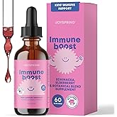 JoySpring Immune Drops – Kids Immune Support Supplement with Elderberry Extract, Echinacea, Oregon Grape Root & Orange Peel Liquid for Ages 3–16+ Years & Adults | 2 fl oz (60 Servings)