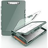 Sooez Original Clipboard with 2 Storage & Pen Holder, Heavy Duty Clip Boards 8.5x11 with Dual Storage, Clearview Dry Erase Coach Clipboard with Real Hinge, High Capacity, School & Office Supplies