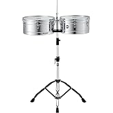 Meinl Percussion HT1314CH Headliner Series Steel Timbales With Chrome Finish and Stand