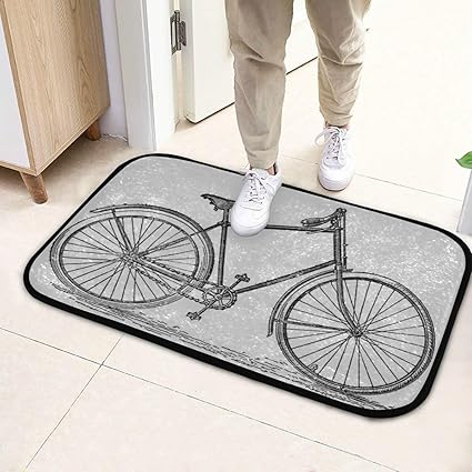 N\A Felpudo Divertido Vintage Antiguo Alfombra de Bicicleta 23.6x15.7