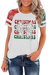Ovazly Christmas Shirt for Women Raglan Sleeve