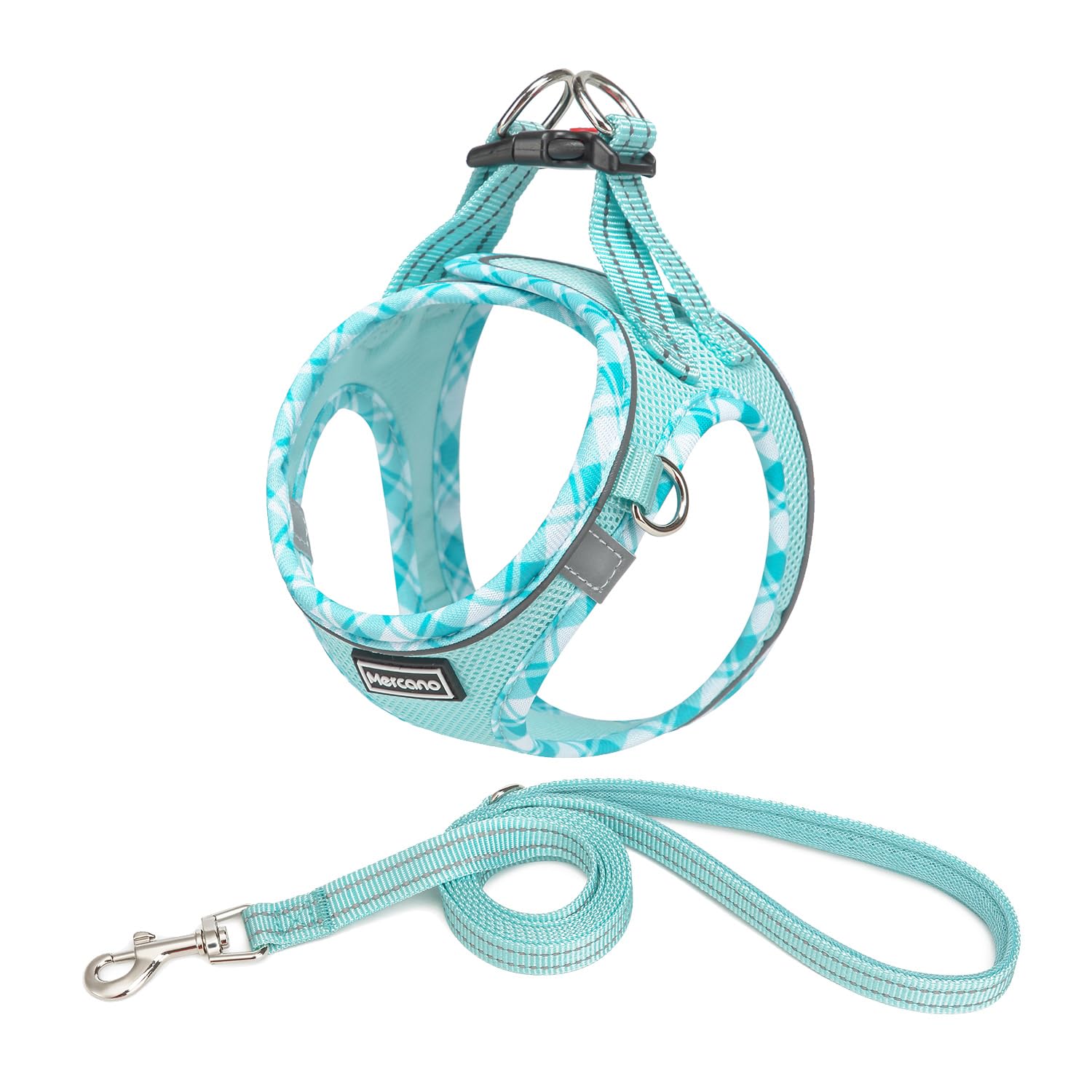 Photo 1 of Mercano Soft Mesh Dog Harness and Leash Set, No-Chock Step-in Reflective Breathable Lightweight Easy Walk Vest Harnesses with Safety Buckle for Small Dogs, Cats (Light Blue, XXS)