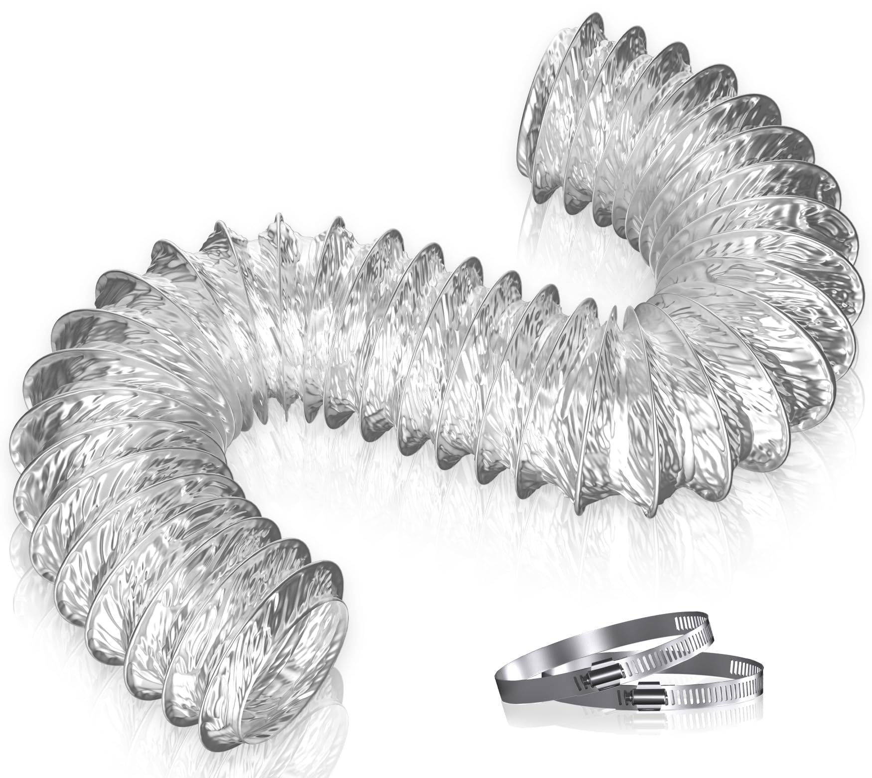 Hon&Guan 150mm Flexible Aluminium Ducting 2m Insulated ducting Pipe 6 Inch Air Ducting Hose for Cooker Hood, Extractor Fan, Tumble Dryer, Hydroponics Grow