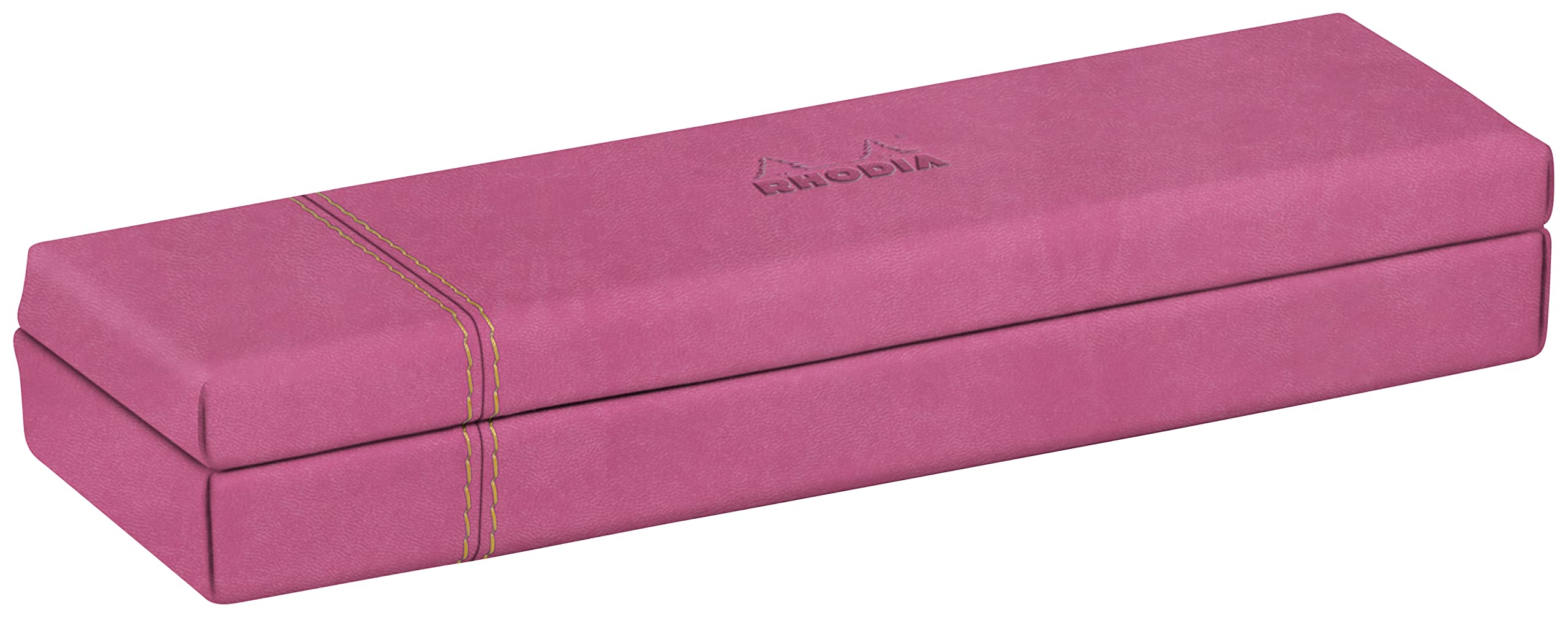 RHODIA 194520C - Fuchsia Pencil Case - 21x5.5x3 cm - Orange Saddle Stitching - Faux Leather Exterior - Home Office Collection Rhodiarama - Office Organization & Design Storage