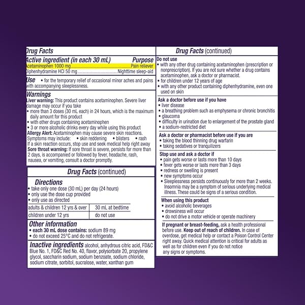 VICKS PAINQUIL PAIN RELIEF ACETAMINOPHEN 1000MG MAX STRENGTH ADULT PAIN RELIEVER LIQUID 12OZ, BACKACHE HEADACHE RELIEF, 1 NIGHTTIME PAIN RELIEVER + SLEEP AID