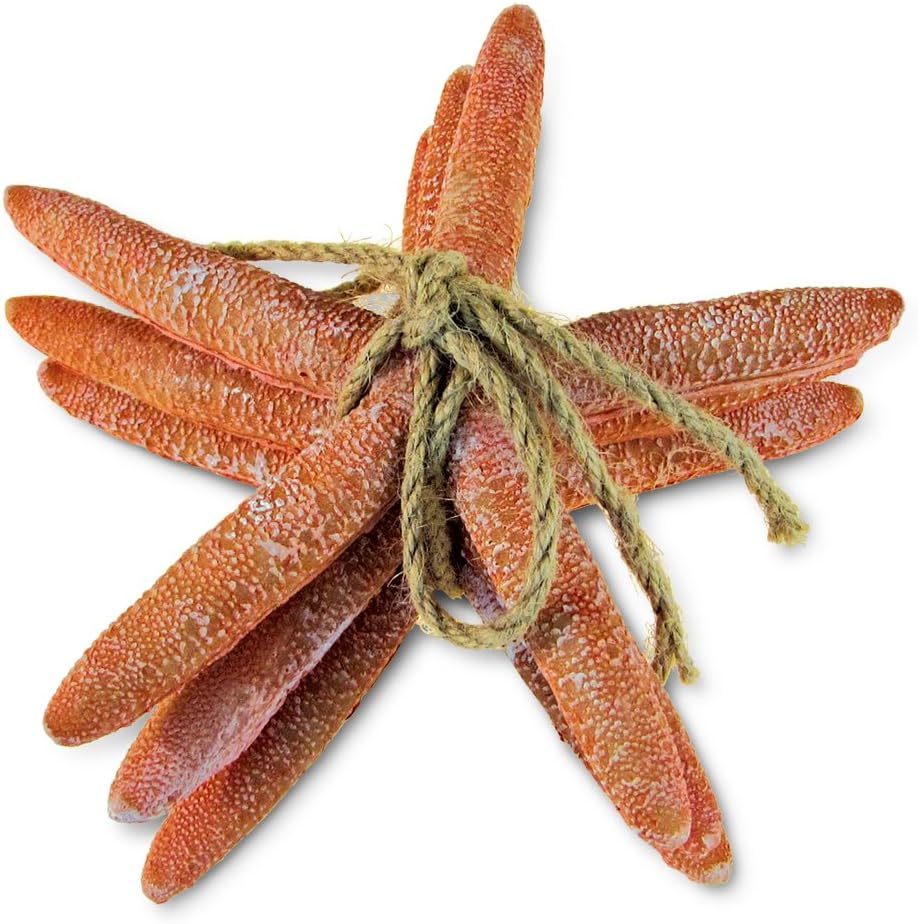 Puzzled Starfish Orange Resin Nautical Decor - Large Faux Coastal Ornament Decorative Table Centerpiece for Ocean Themed Party - Unique Island Souvenir Home and Office Gift - Item #9438 (Set of 3)