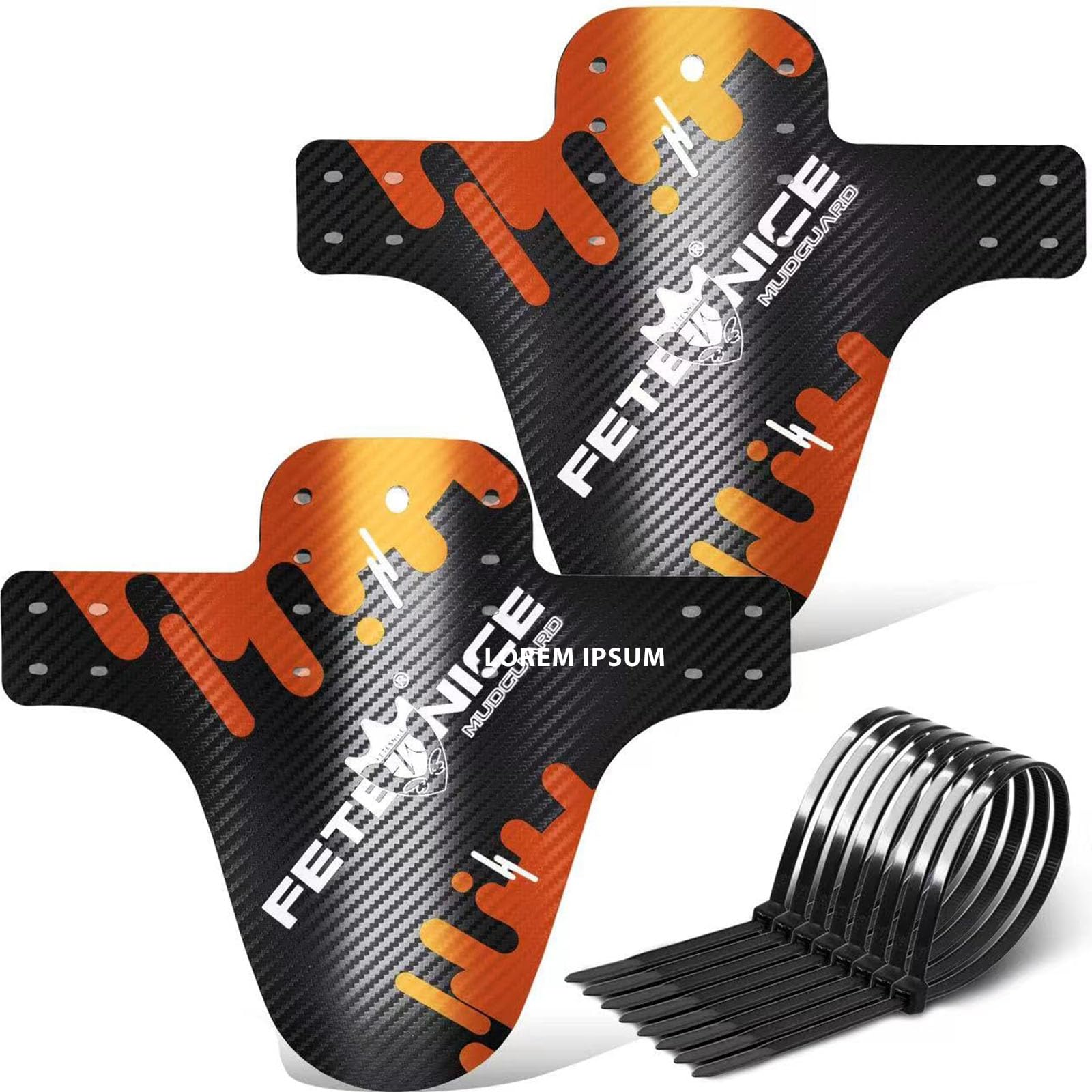 FETESNICE 3D Carbon Fibre MTB Mudguard Set – Thickened 0.8mm PP, Front & Rear Bike Fender Kit for Mountain Bikes (20–29”)