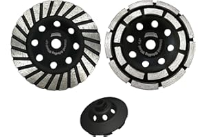 ORIXTREME 4 1/2 Inch Turbo & Double Row Diamond Cup Wheel 2pcs for Grinding and Cleaning Surface Stone Concrete Granite Marble Masonry Brick with 5/8-11 Threaded Angle Grinder Wheels Cup