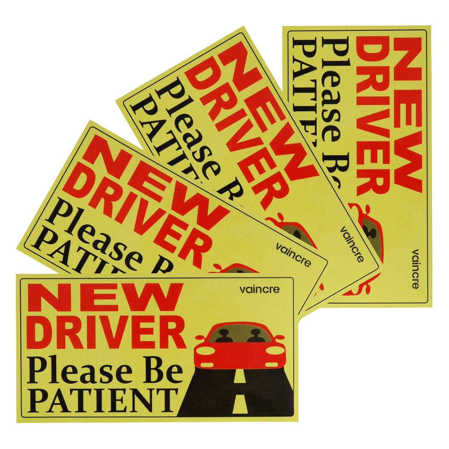 Vaincre Set of 4 Reflective Student Driver for Car, Vehicle