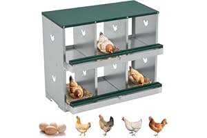 GarveeTech 6-Compartment Metal Chicken Nesting Box for Hens and Ducks – Roll-Out Egg Tray, Double Layer, Ventilated, Easy-Cle