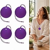 Elaraberry 4 Pcs Purple Energy Discs 1.5 Inch Aluminum Energy Plates | Lightweight Aluminum Plate with Hanging String for Meditation, Mindful Spaces, Chakra Balancing Meditation Tools