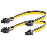 ELFJMZP 6 Pin Male to 8 Pin (6+2) Male PCI Express GPU Power Supply PCIe Adapter Cable, Computer Suitable Cable(Pack of 2)