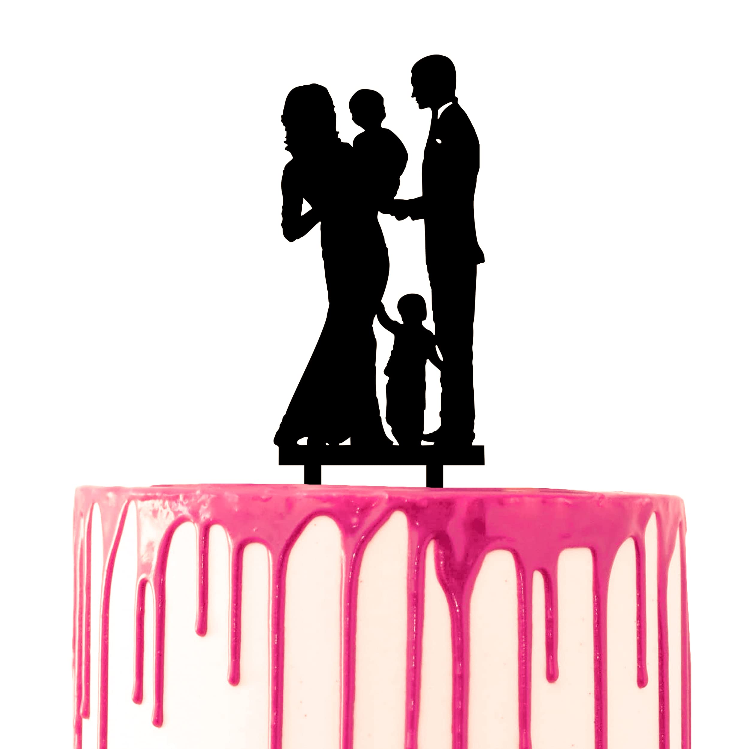 CARISPIBET Wedding cake topper One family marriage cake decoration wedding anniversary husband and wife with two children