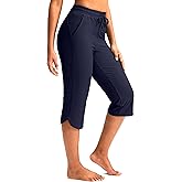 Pudolla Women's Swim Capris 18" Quick Dry UPF50+ Swimsuit Pants Long Board Shorts for Women with Pockets