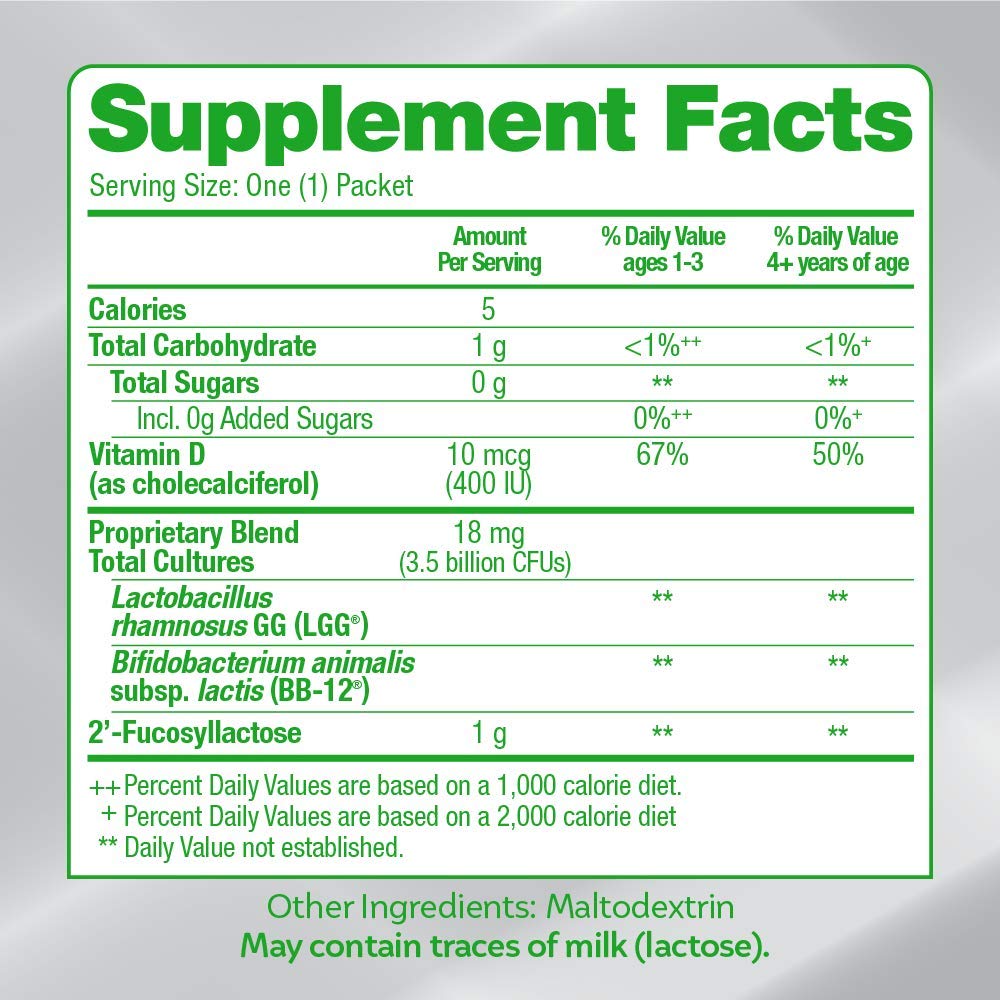 Culturelle Kids Grow + Thrive Probiotic Packets, Blend of Probiotics, HMOs & Vitamin D, Support a Healthy Immune System, Help Digestive System Work Better & Promote Healthy Development*, 30 Count