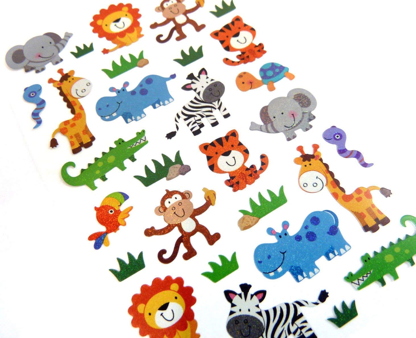 Wild Animal Stickers Lions Monkeys etc - Kids/Childrens Labels for party bags, scrap books, card making or notebook decoration