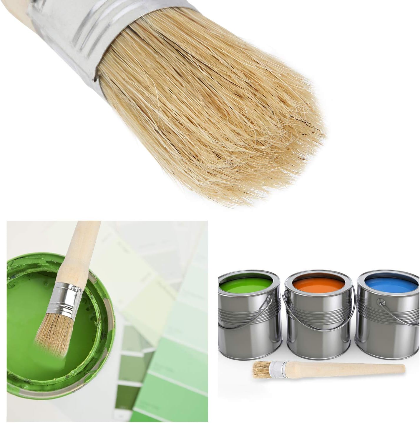 AHUNTTER 4 Pack 25mm Furniture Paint Brushes for Chalk Paint 1″ Natural