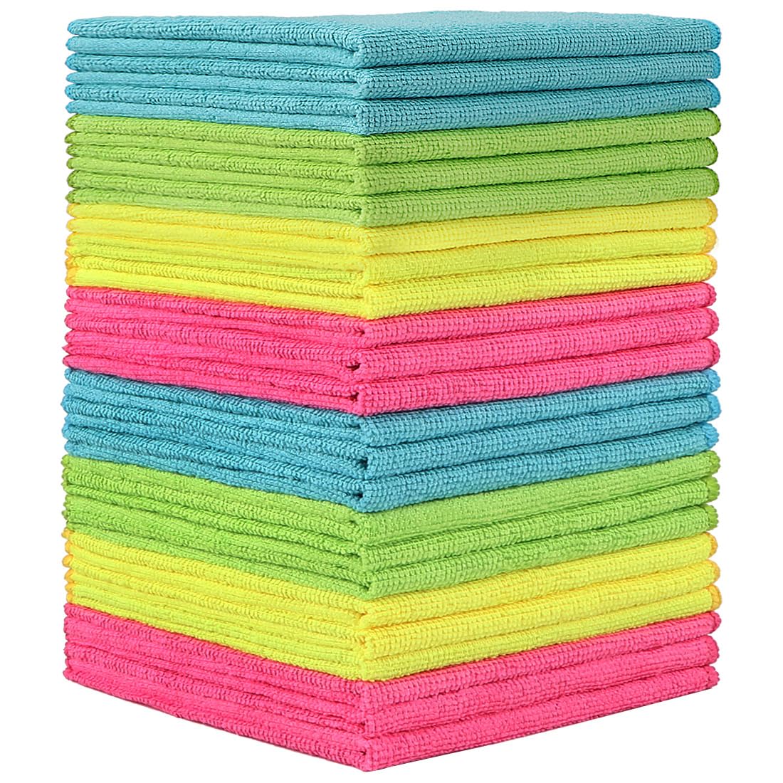 HOMEXCEL Microfiber Cleaning Cloths, 24 Pack Cleaning Towels for Kitchen, Lint Free, Scratch-Free, Highly Absorbent, and Reusable Cleaning Rags for House, Window and Glass, Cars, 30 X 30 CM