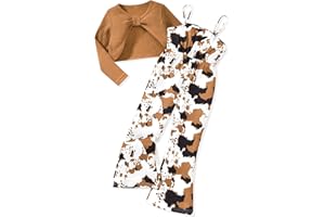 HIHA Girls Sleeveless Jumpsuits Outfit Long Sleeve Twist Front Tops Romper Clothes Set Size 4-12