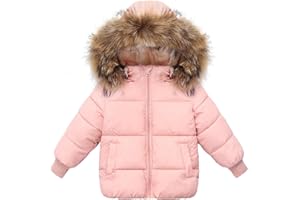 Srkrando Baby Boy Winter Coat Toddler Girl Hooded Puffer Jacket Fur Collar Down Outerwear