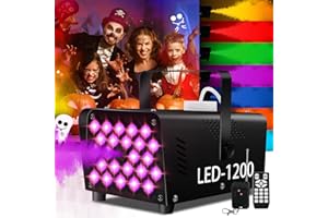 Fog Machine 24 Colorful LED Lights & 4 Strobe Effects - Smoke Machine 1200W & 2000CFM Fog Controls Perfect for Halloween Part