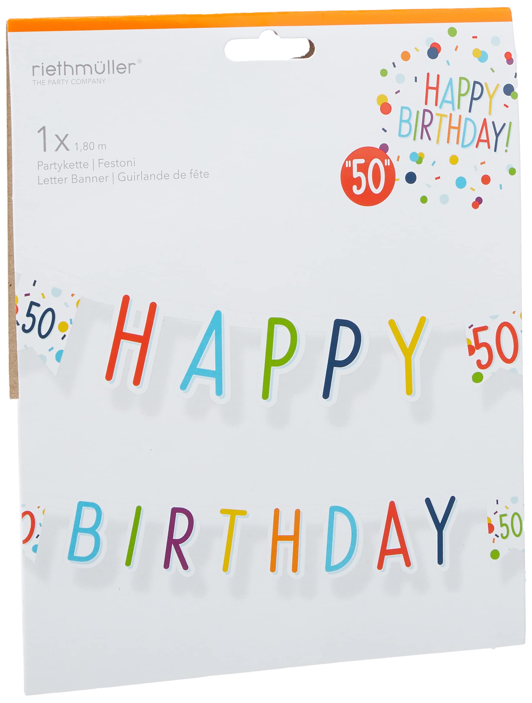 (PKT) Confetti Birthday 50th Birthday Letter Banner 1.8m