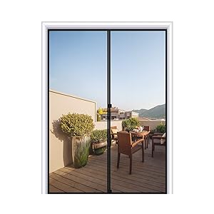 MAGZO Magnetic Screen Door 48 x 80, Mosquito Curtain Double Door Mesh with Full Frame Hook&Loop Good for Keep Bugs Fly Out