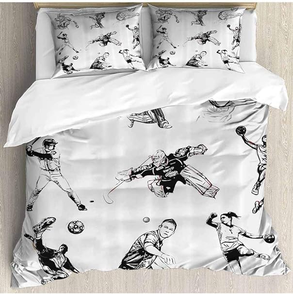 prunushome - Juego de Funda de edredón de algodón, diseño Deportivo