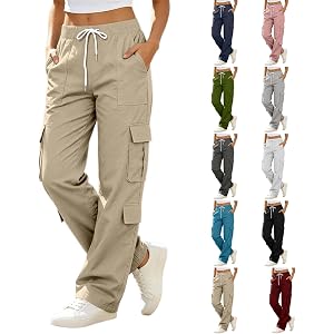 Cargo Pants For Women Y2K Parachute Hiking Track Sweatpants With Pockets | Women'S Baggy Pants Wide Leg High Waist Drawstring